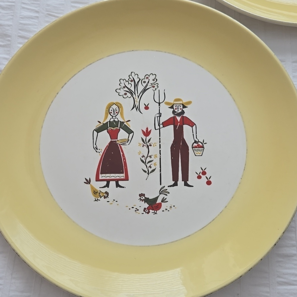 Vintage Rhythm by Homer Laughlin Farmer's Wife 10" Dinner Plates E60N5 5 Plates - Picture 8 of 14